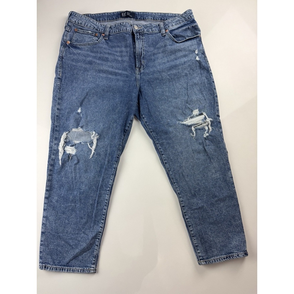 GAP Denim Slim Boyfriend Distressed Jeans Women's Size 18/34R Medium Wash